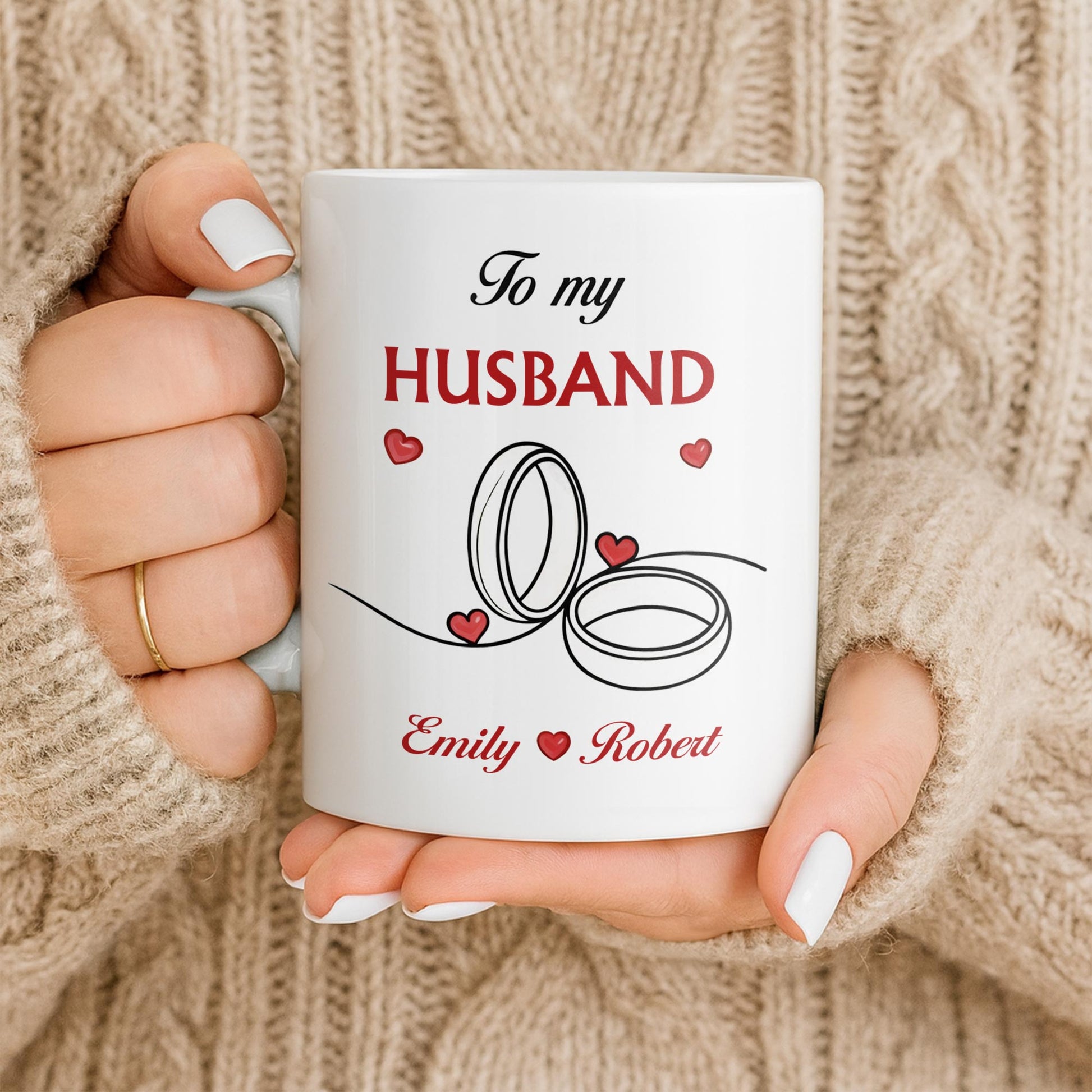To My Husband, Hearts and Rings Design
