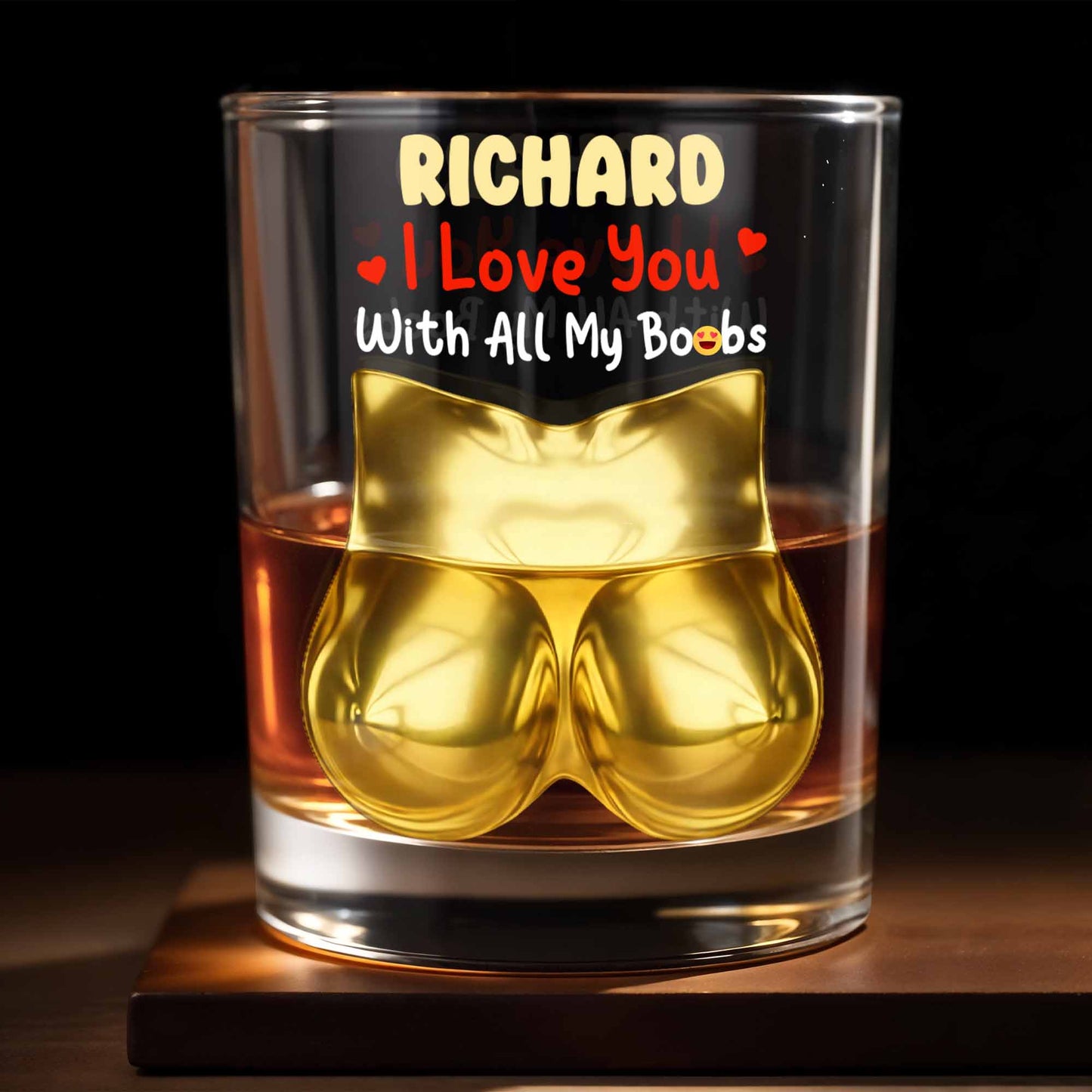I Love You With All My Boobs Glass - Personalized Custom Whiskey Glass - CPL1367_RWG