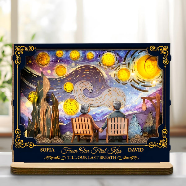 From Our First Kiss Till Our Last Breath Old Couple Starry Night