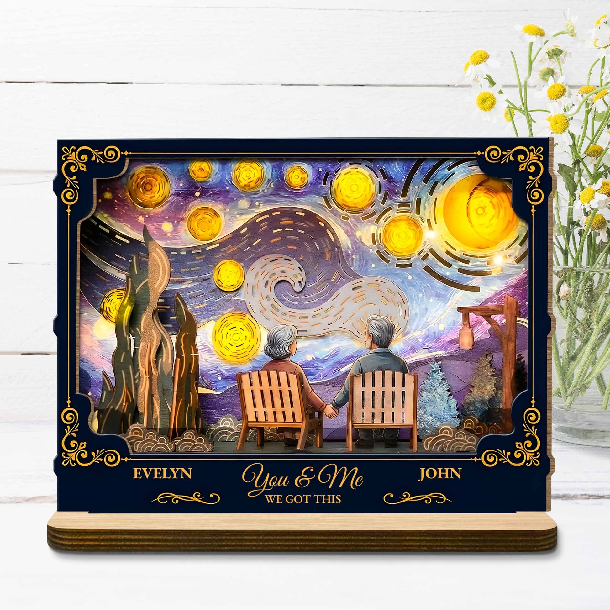 From Our First Kiss Till Our Last Breath Old Couple Starry Night