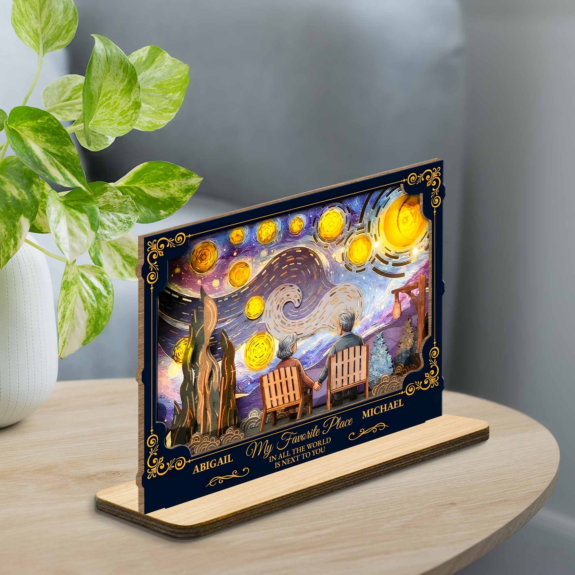 From Our First Kiss Till Our Last Breath Old Couple Starry Night