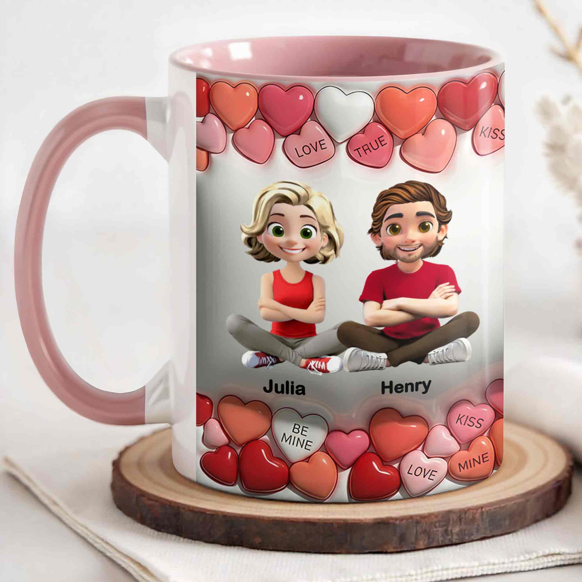 Love True Kiss Be Mine Hearts And Personalized Couple