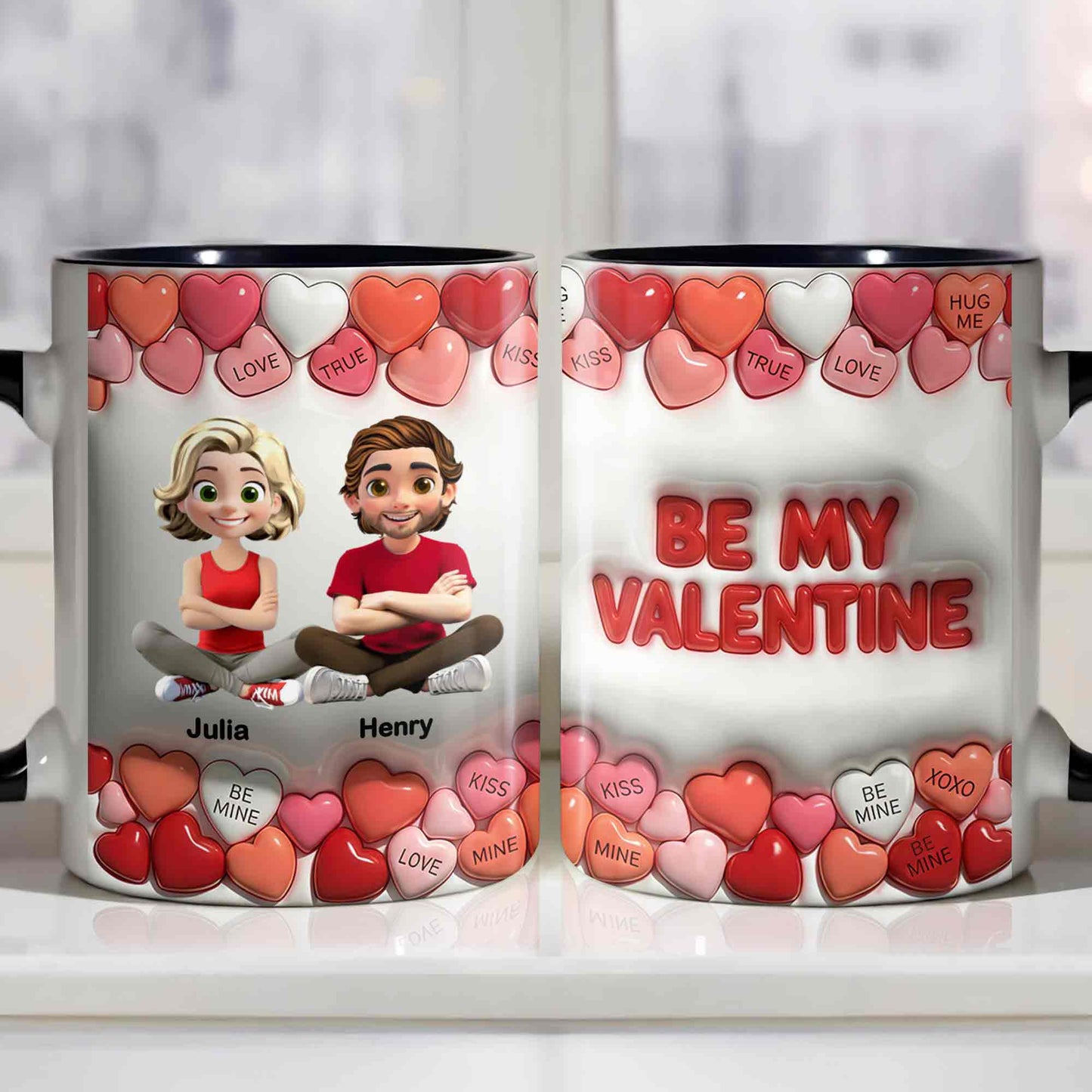 Love True Kiss Be Mine Hearts And Personalized Couple