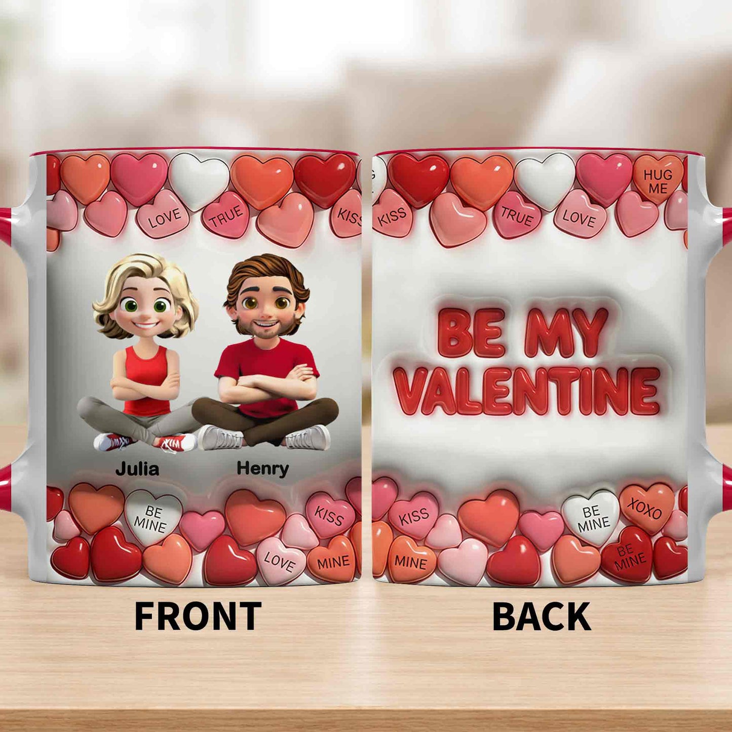 Love True Kiss Be Mine Hearts And Personalized Couple