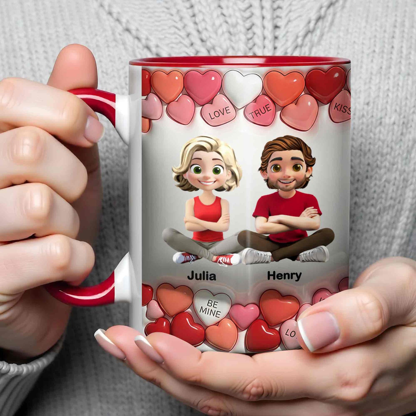 Love True Kiss Be Mine Hearts And Personalized Couple