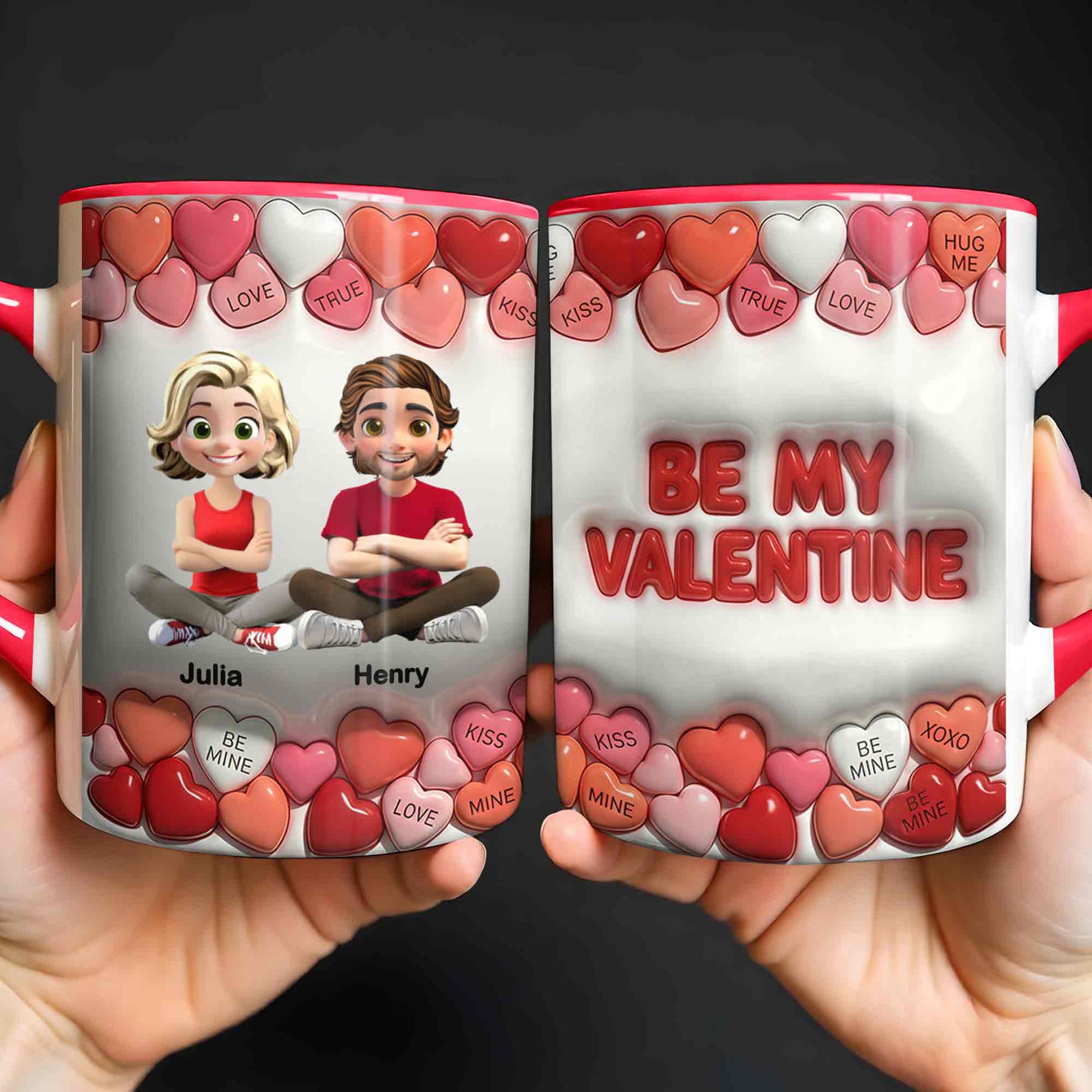 Love True Kiss Be Mine Hearts And Personalized Couple