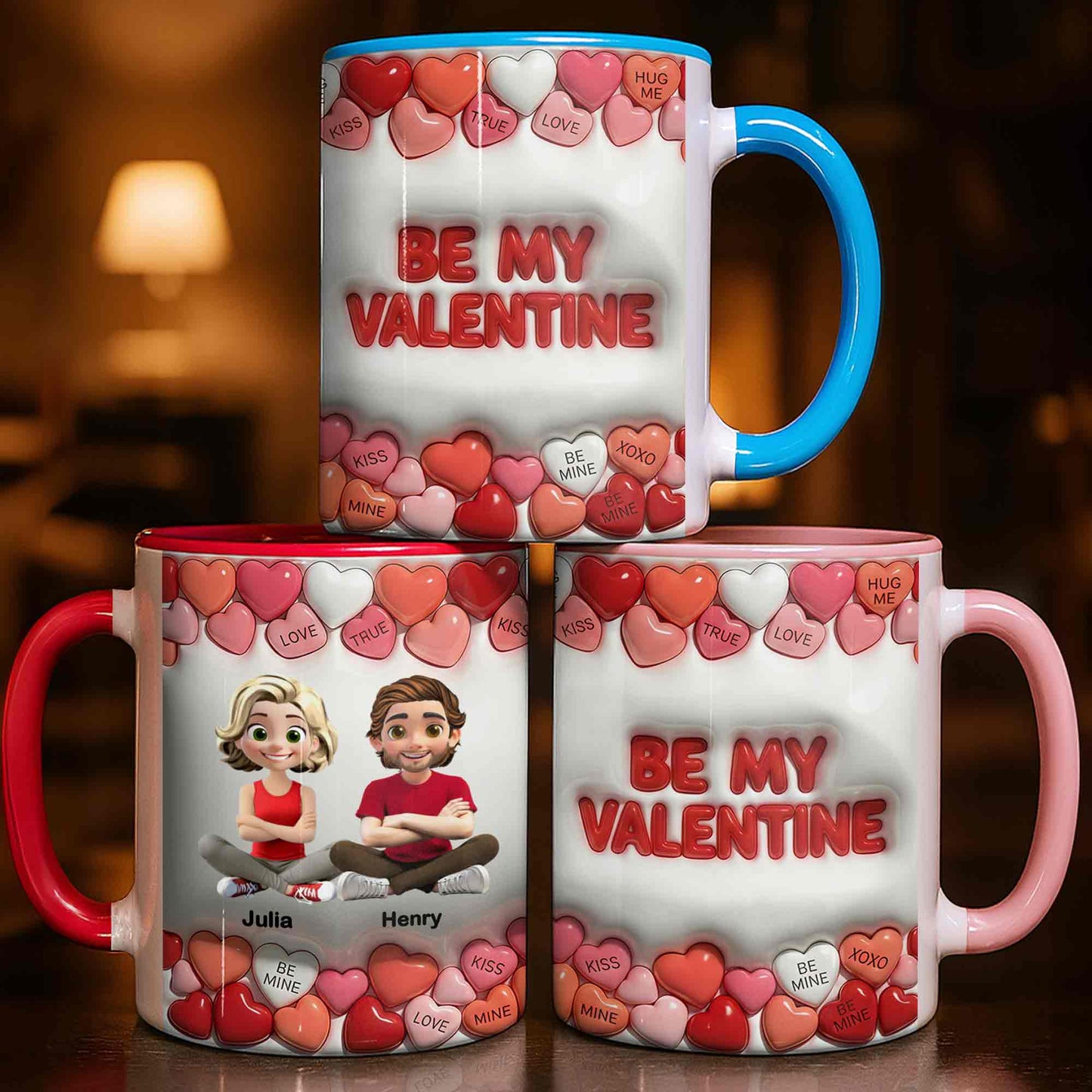 Love True Kiss Be Mine Hearts And Personalized Couple