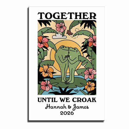 Together Until We Croak Holding Hands Frogs And Hibiscus Flowers