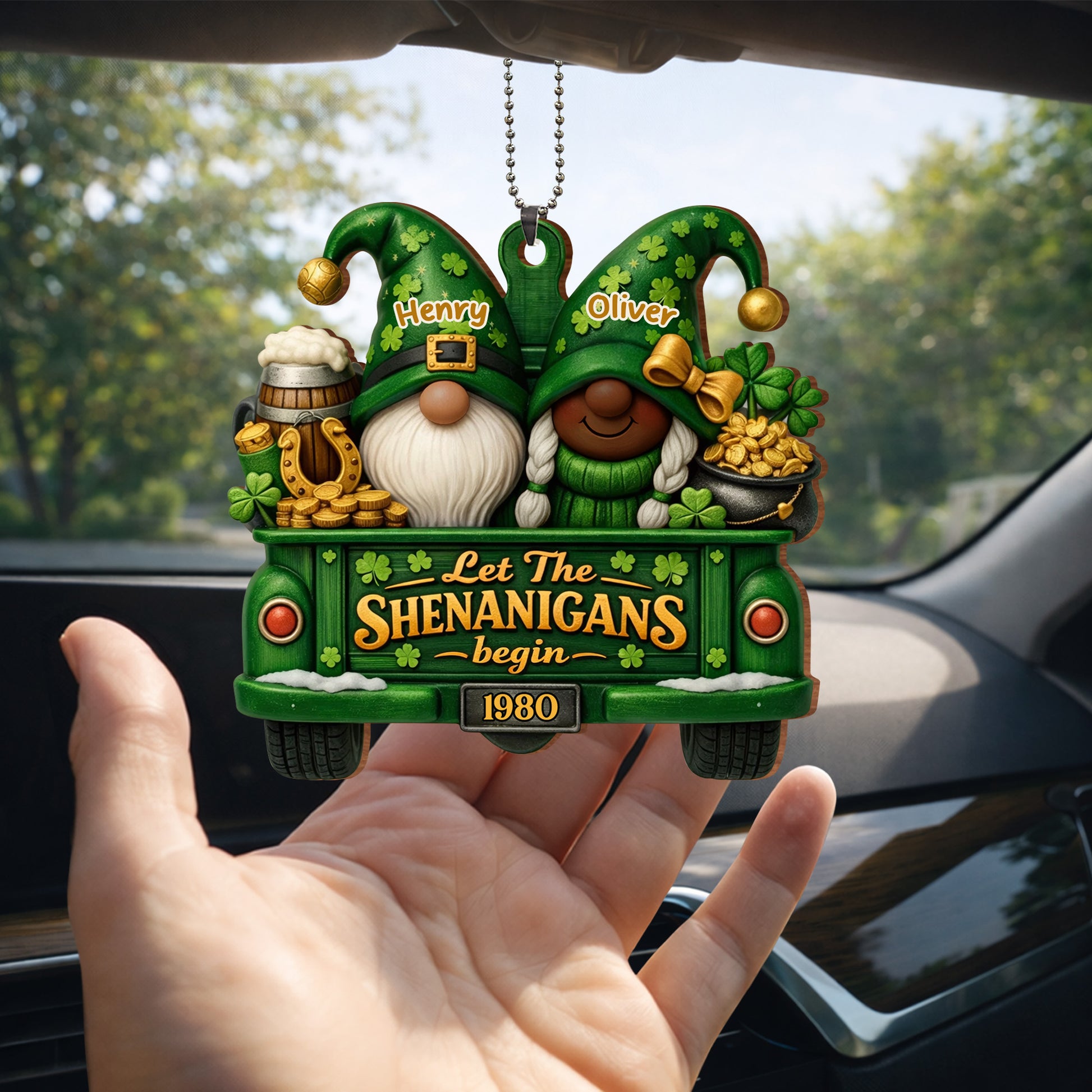 Let The Shenanigans Begin Gnomes In Green Truck With Shamrocks