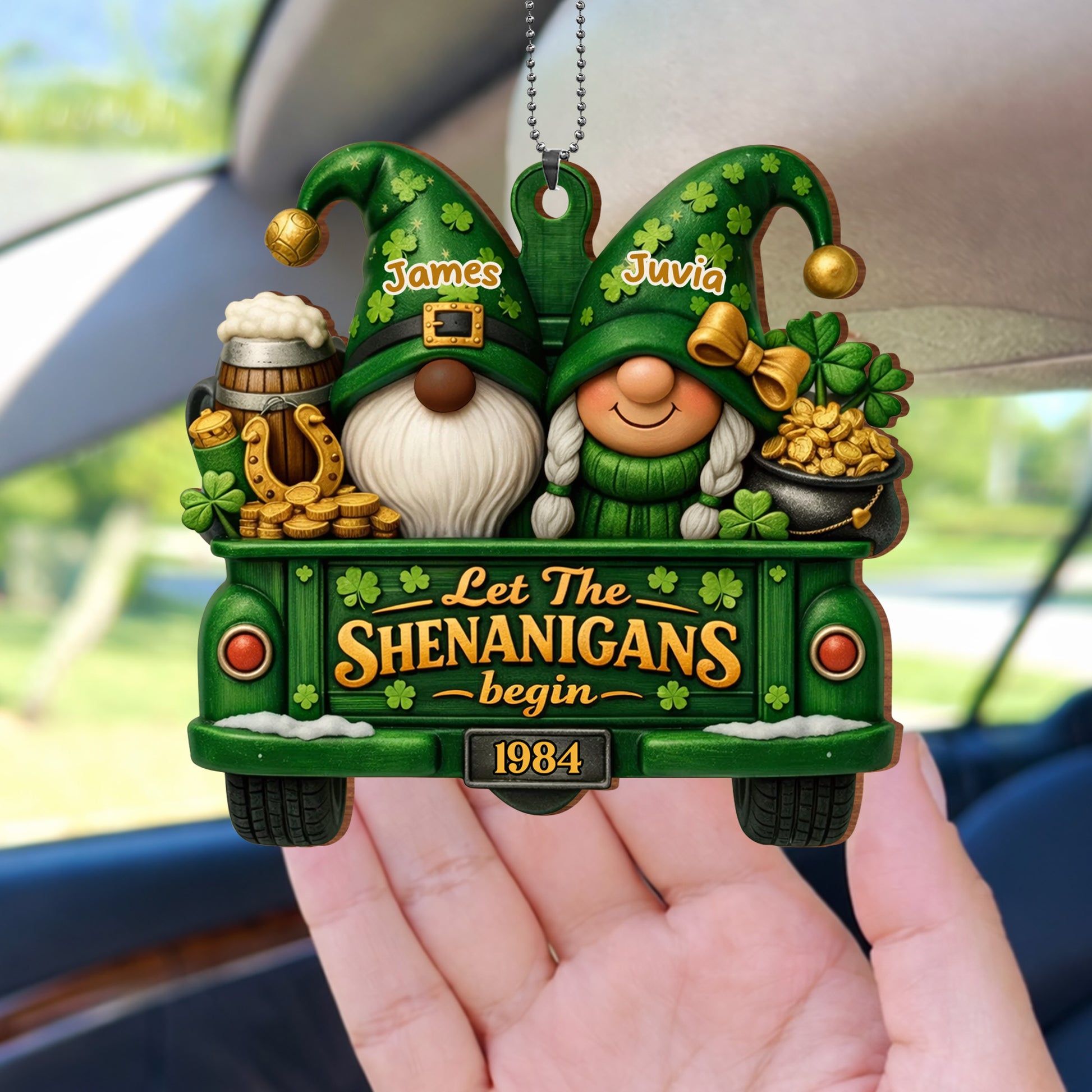 Let The Shenanigans Begin Gnomes In Green Truck With Shamrocks