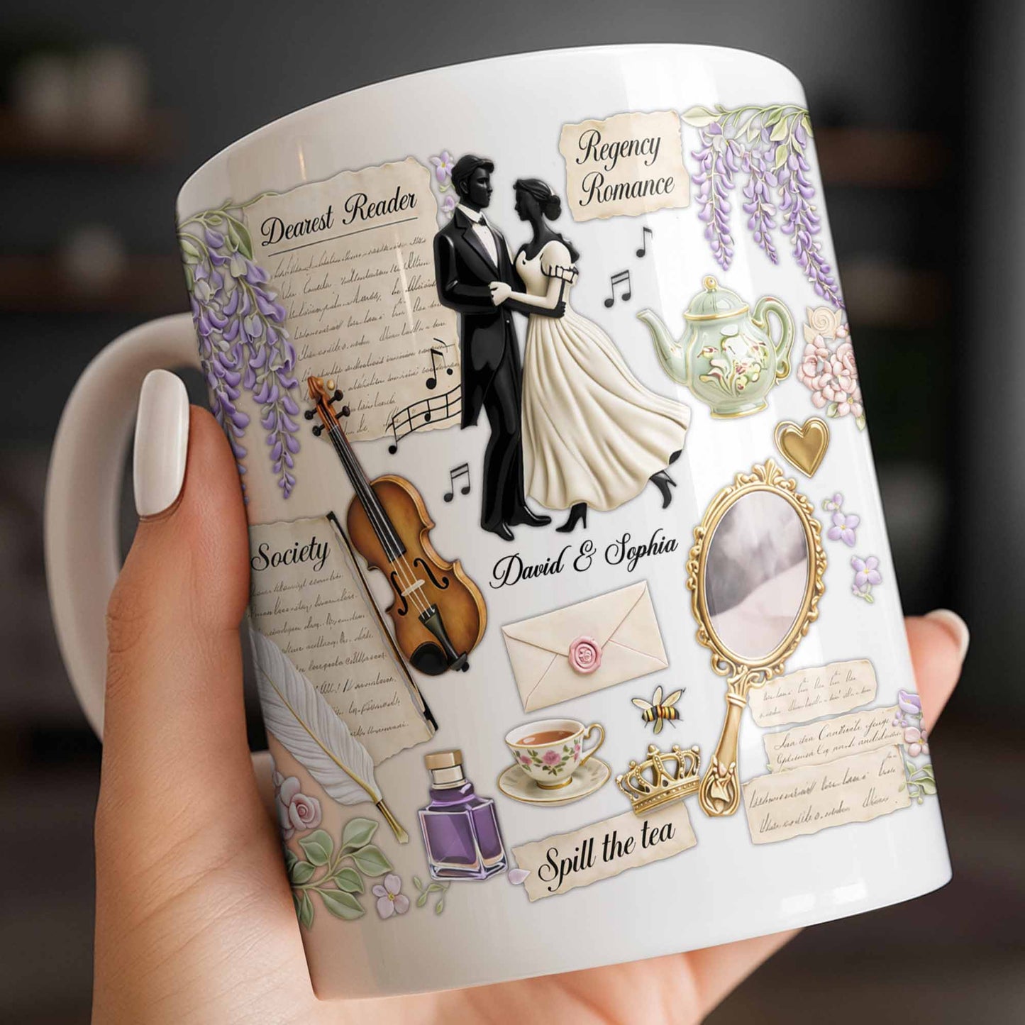 Dearest Reader Regency Romance With Dancing Couple And Flowers