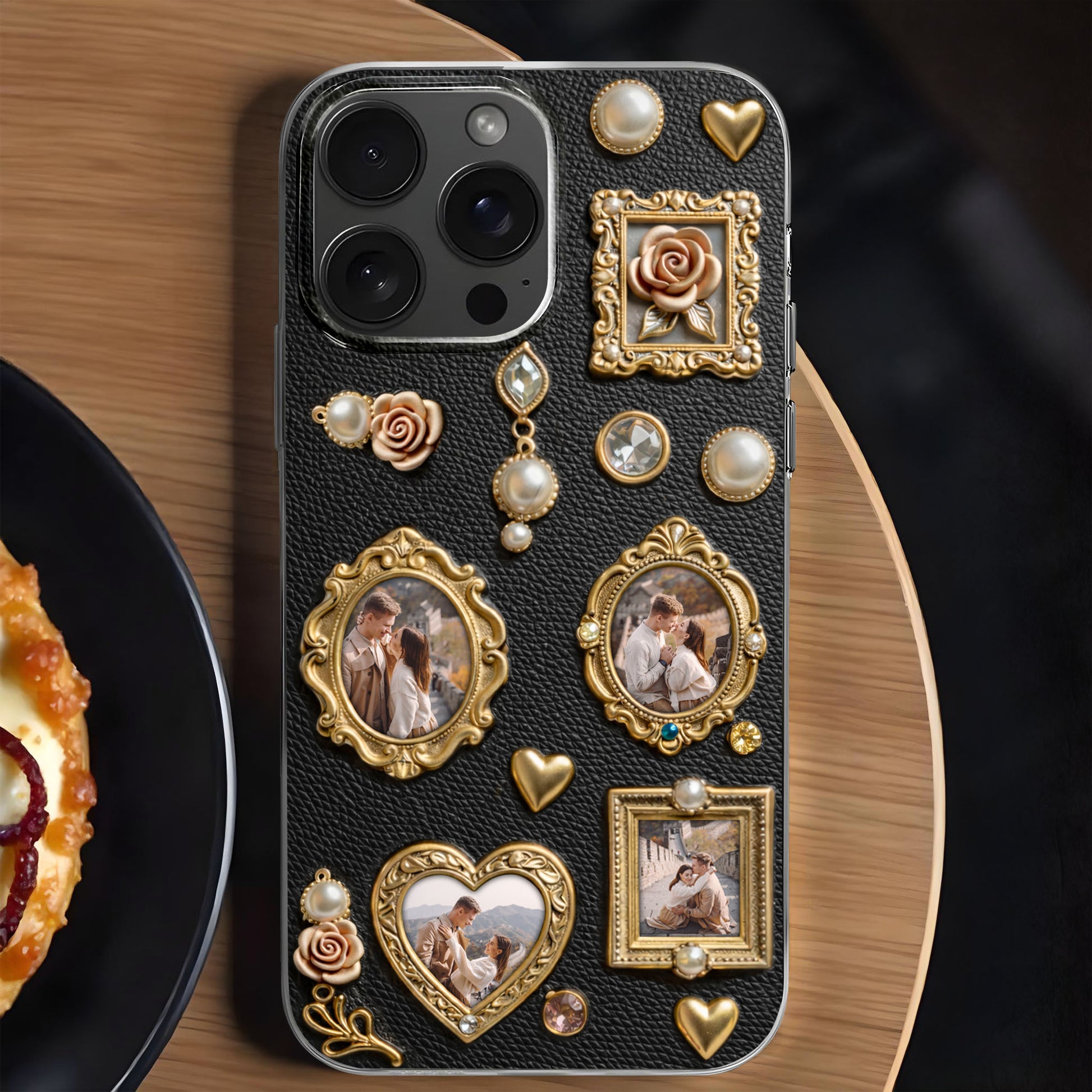 Cherished Memories Of Us With Gold Photo Frames And Roses