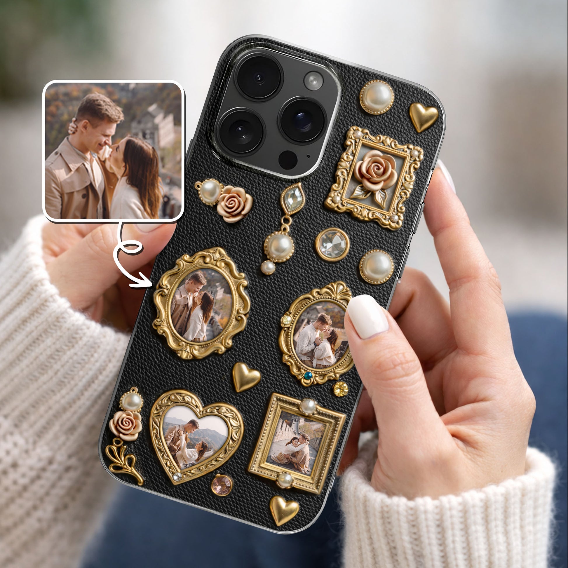 Cherished Memories Of Us With Gold Photo Frames And Roses