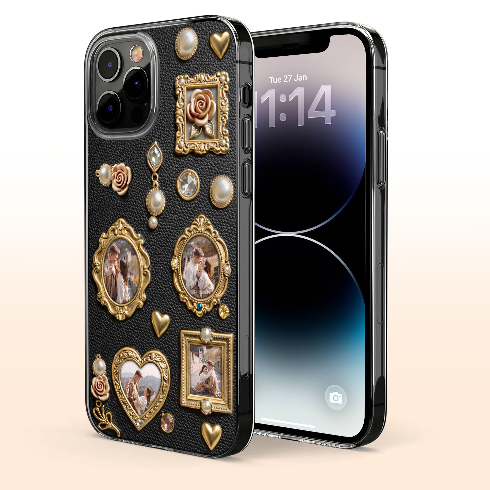 Cherished Memories Of Us With Gold Photo Frames And Roses