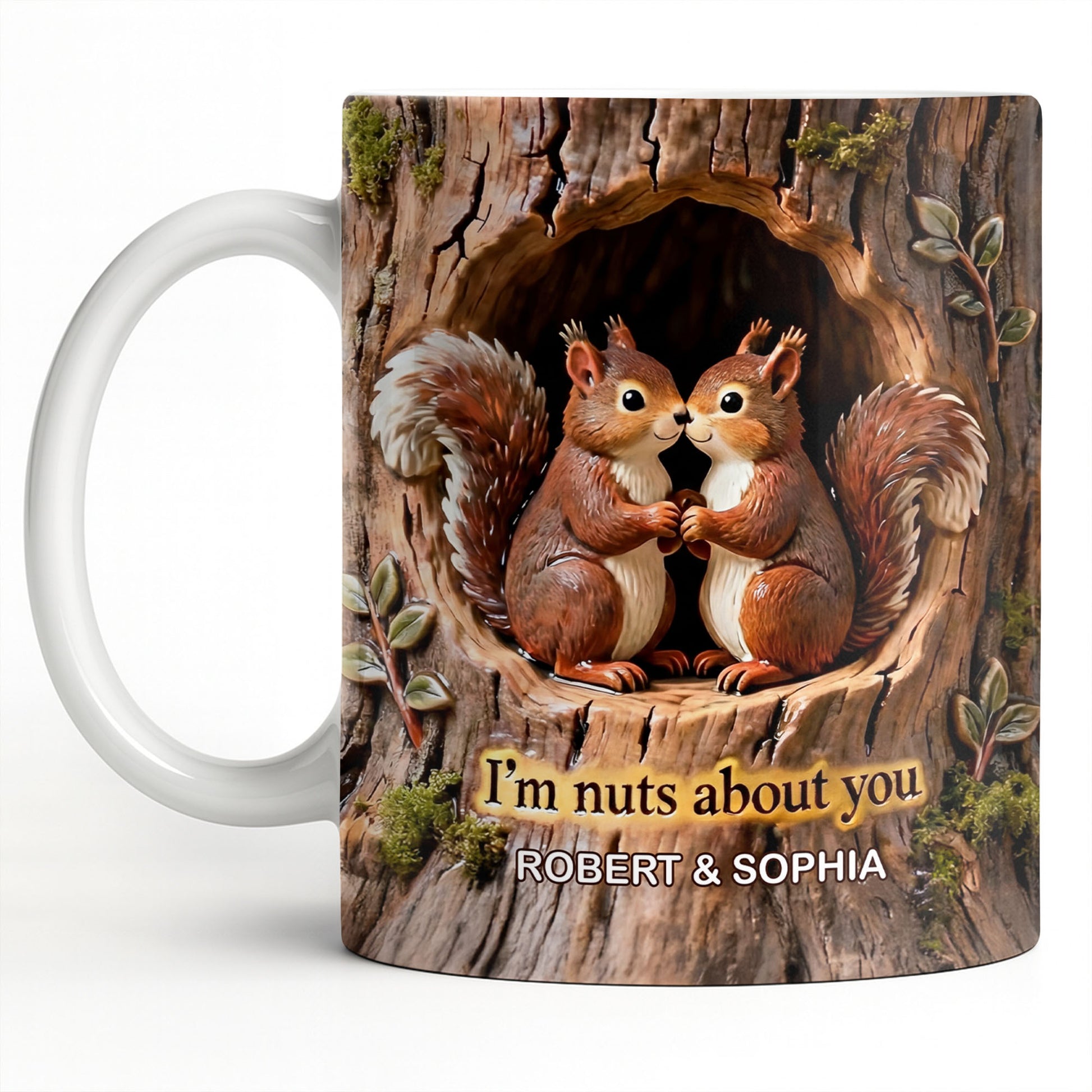 I'm Nuts About You Couple Squirrels Tree Trunk Design