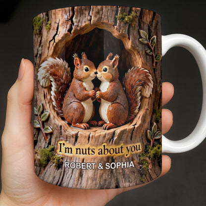 I'm Nuts About You Couple Squirrels Tree Trunk Design