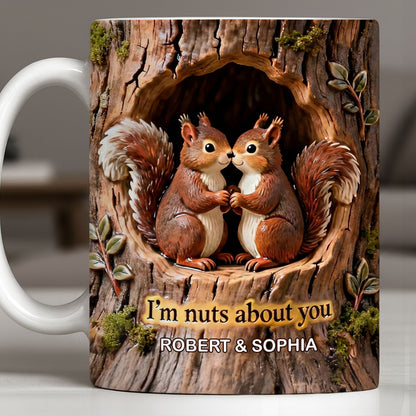 I'm Nuts About You Couple Squirrels Tree Trunk Design