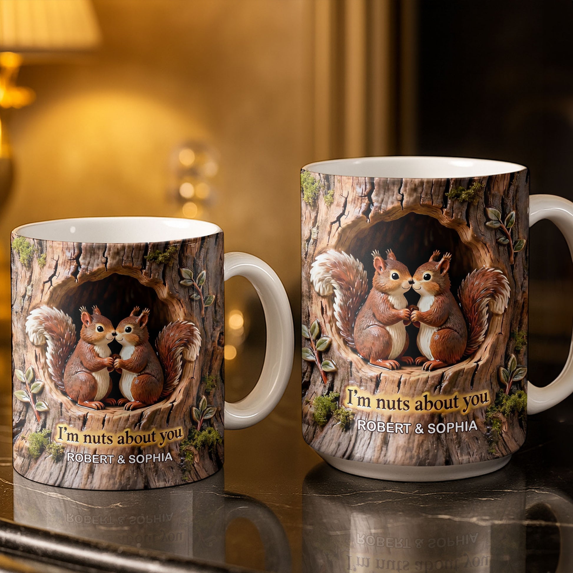 I'm Nuts About You Couple Squirrels Tree Trunk Design