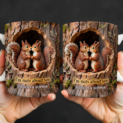 I'm Nuts About You Couple Squirrels Tree Trunk Design