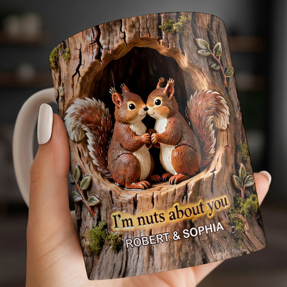 I'm Nuts About You Couple Squirrels Tree Trunk Design