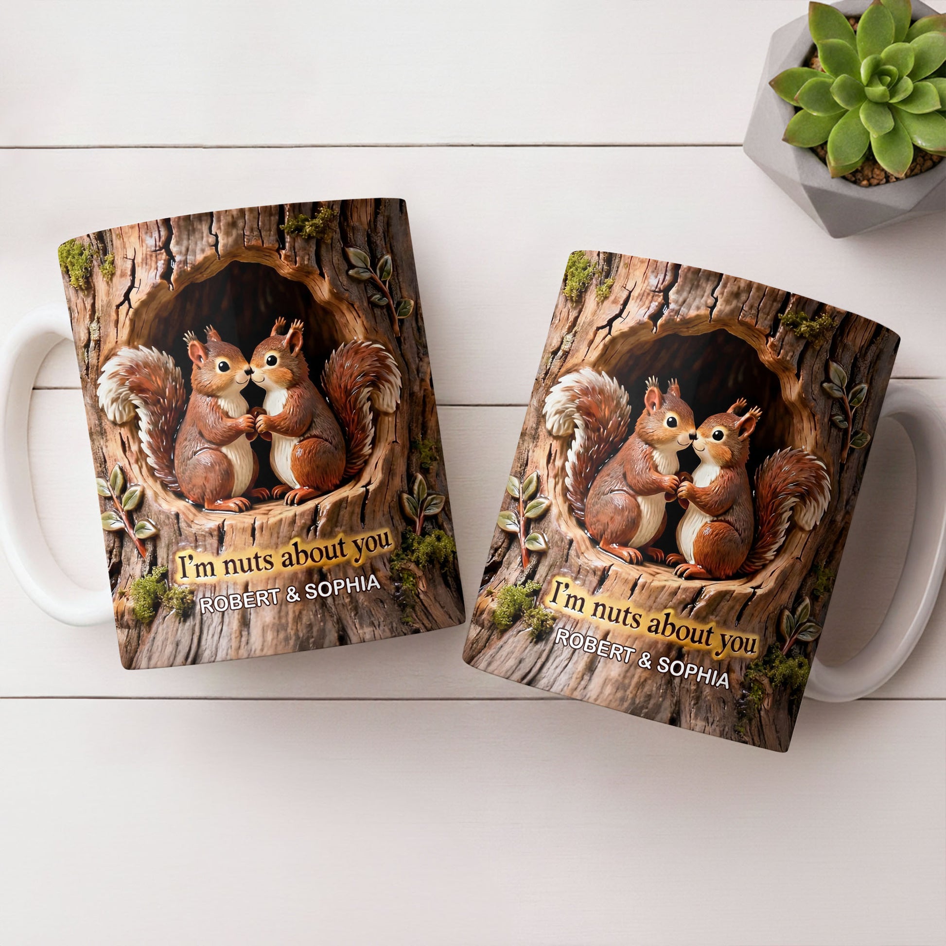 I'm Nuts About You Couple Squirrels Tree Trunk Design