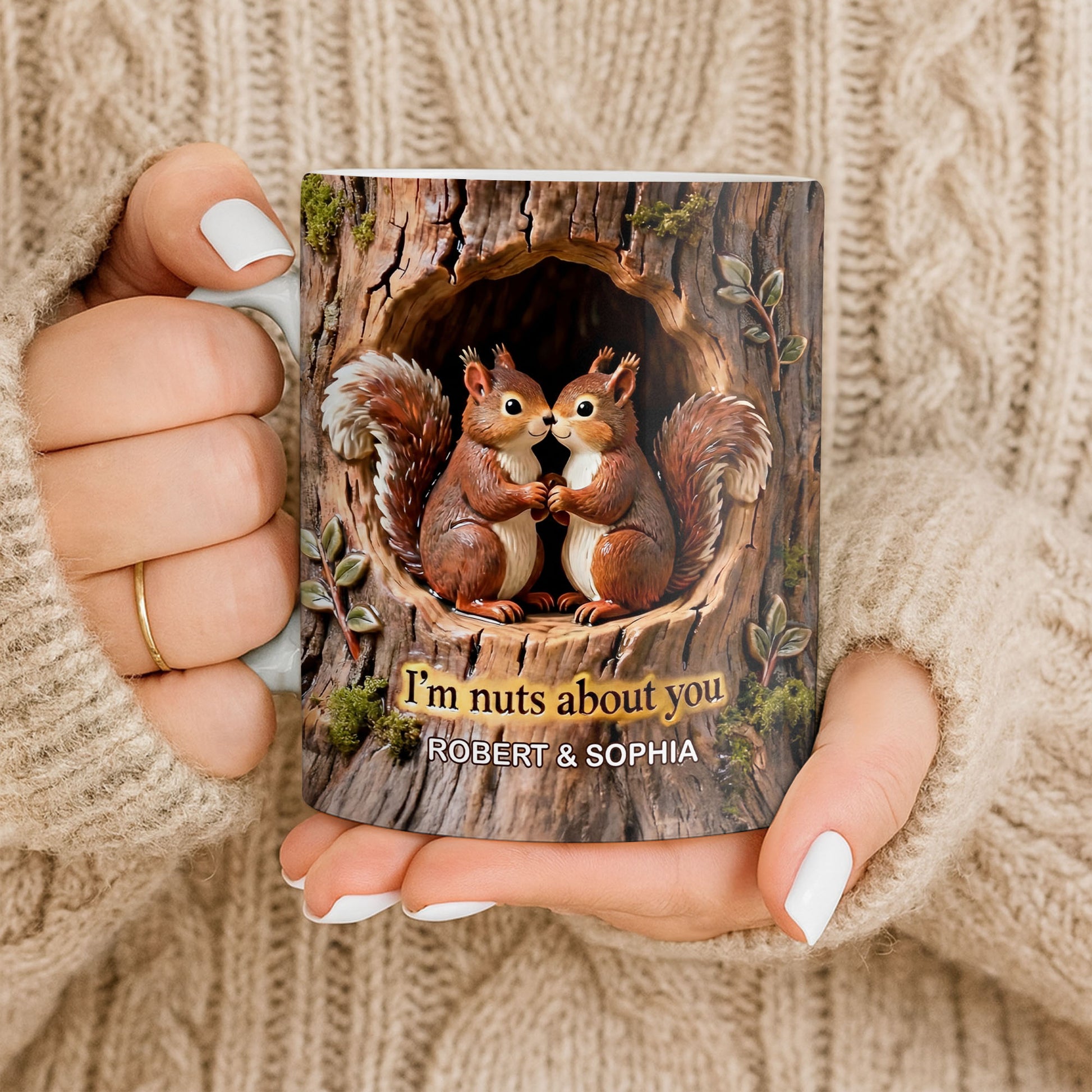 I'm Nuts About You Couple Squirrels Tree Trunk Design