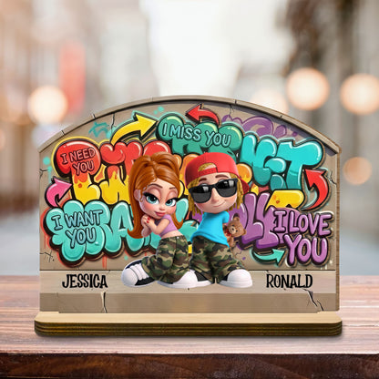 I Need You I Want You Graffiti Wall Urban Couple