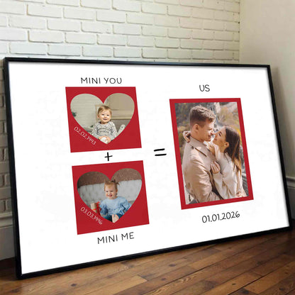 Mini You Plus Mini Me Equals Us Heart Photo Collage