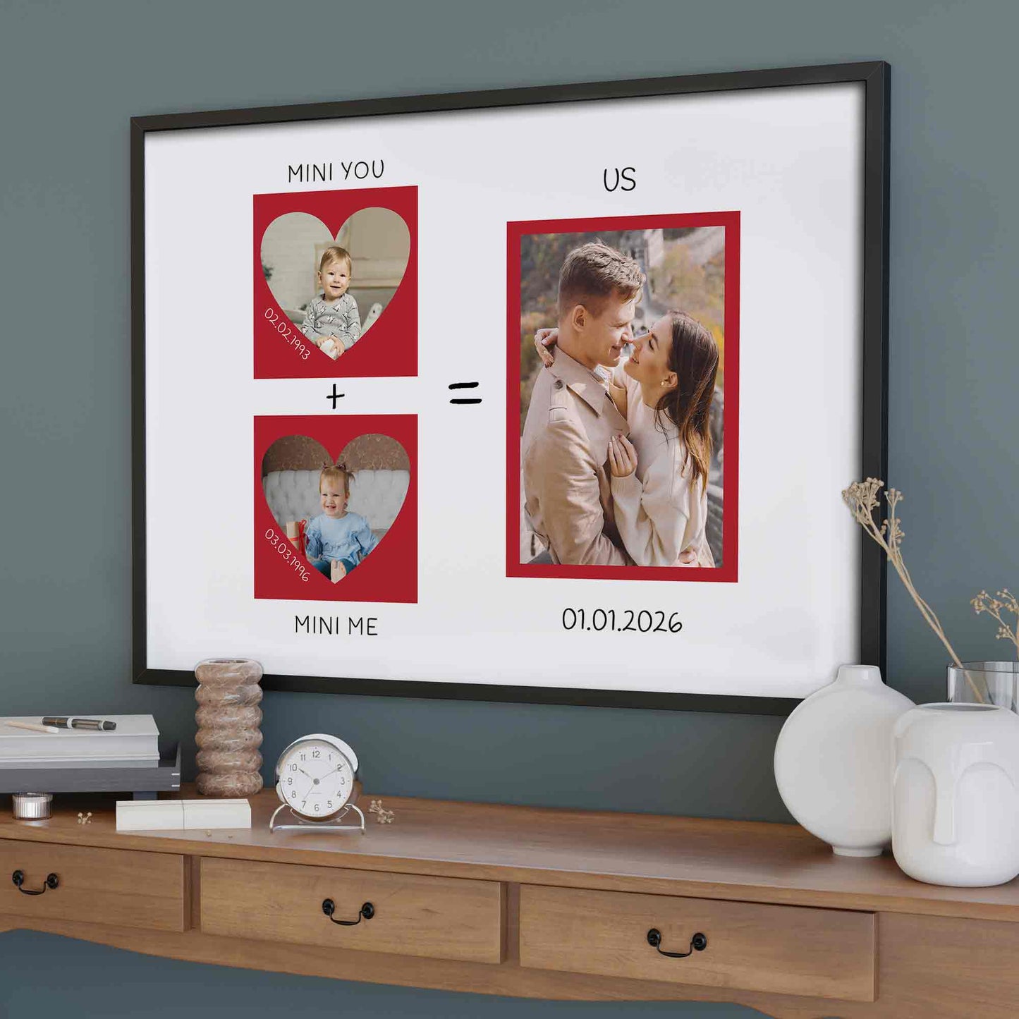 Mini You Plus Mini Me Equals Us Heart Photo Collage
