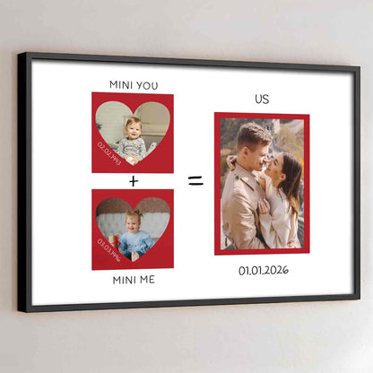 Mini You Plus Mini Me Equals Us Heart Photo Collage
