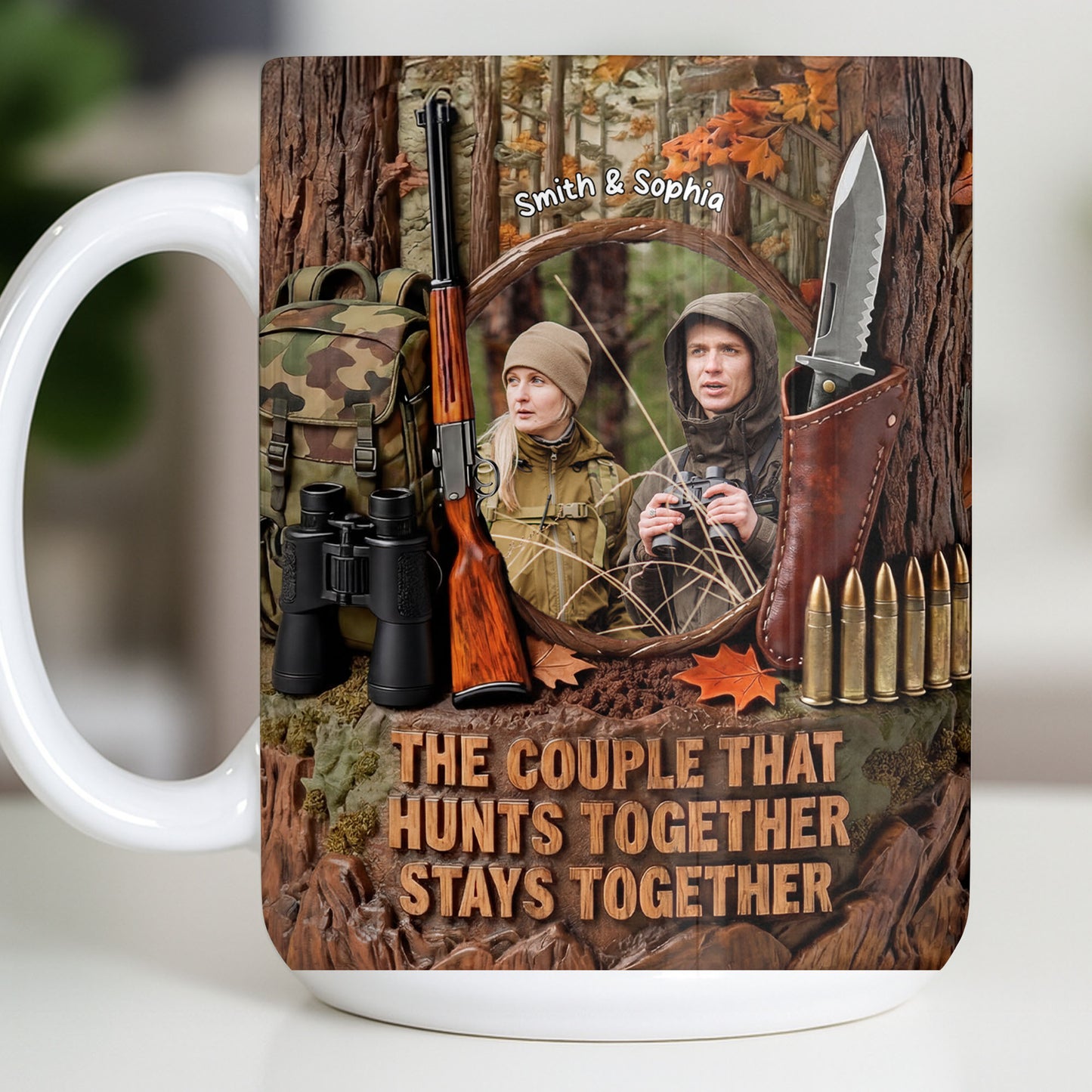 The Couple That Hunts Together Stays Together Hunting Gear Rifle - Personalized Custom Coffee Mug - CPL1396_MG