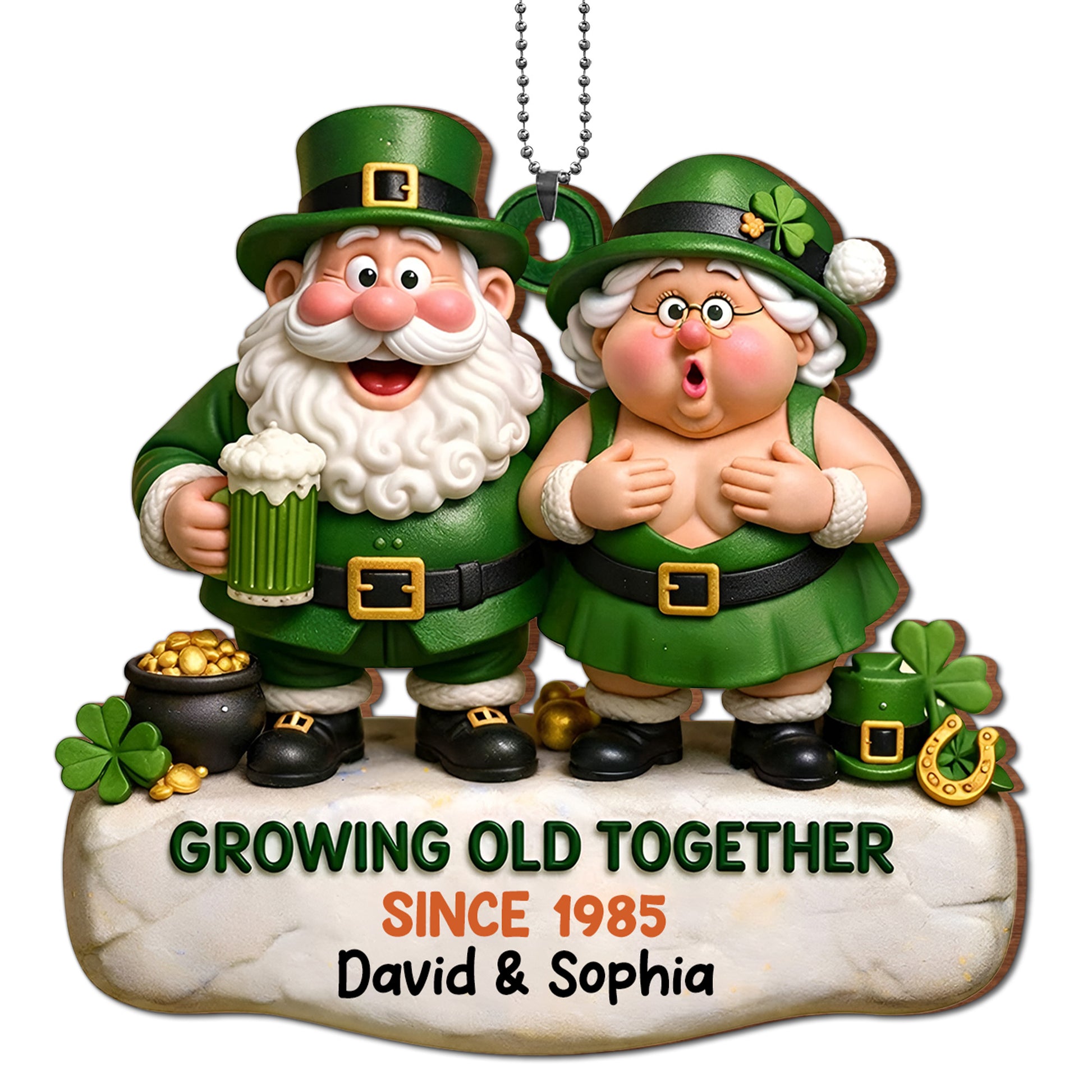 Growing Old Together Leprechaun Couple And Pot Of Gold