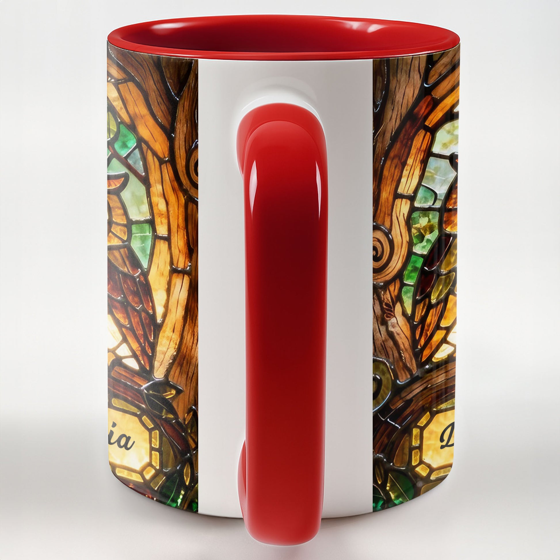 Two Owls In Love Under The Moonlight Stained Glass Design