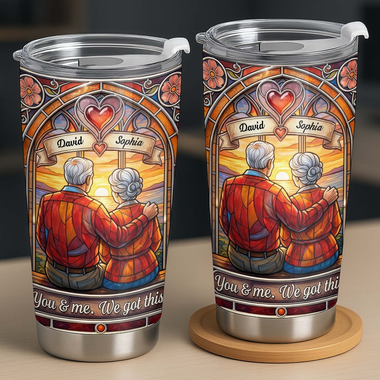 You And Me We Got This Old Couple Stained Glass Sunset