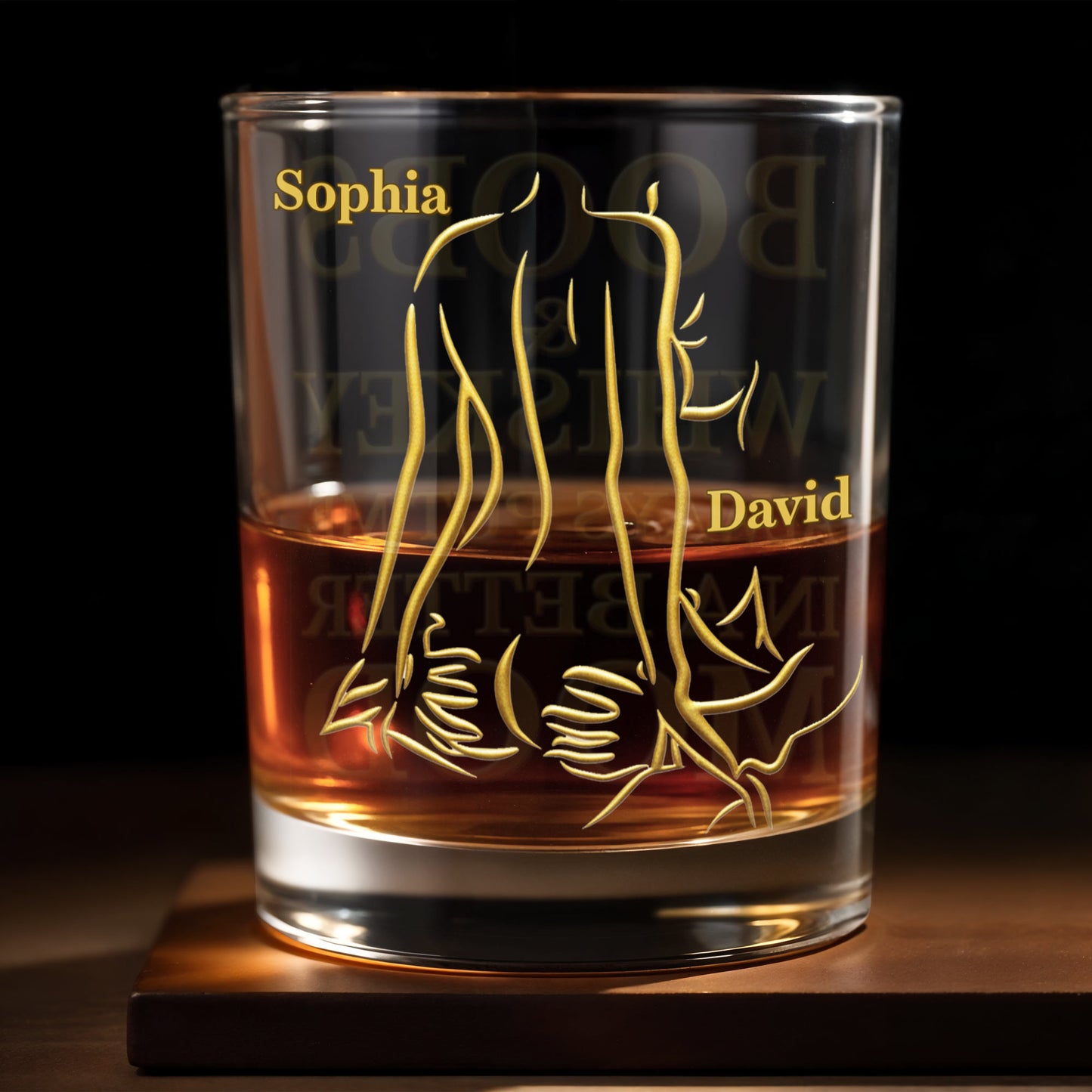 Boobs And Whiskey Make Everything Better Artistic Female Body Design- Personalized Custom Whiskey Glass - CPL1404_RWG