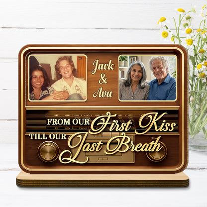 From Our First Kiss Till Our Last Breath Vintage Radio Wood Plaque