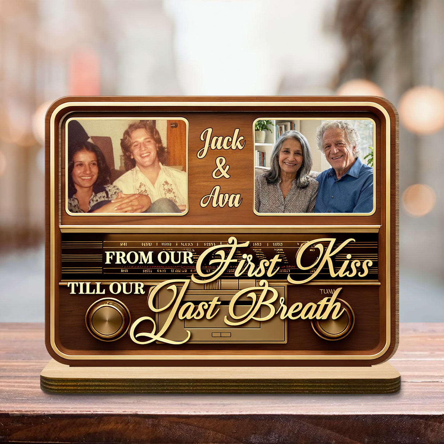From Our First Kiss Till Our Last Breath Vintage Radio Wood Plaque