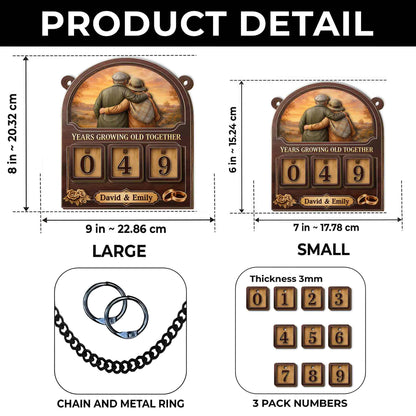 Years Growing Old Together Tracker Sign With Old Couple And Roses - Personalized Custom Tracker Sign - CPL1417_TRASIG