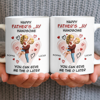Happy Father's Day Handsome Couple Art Hearts Design - Personalized Custom Coffee Mug - CPL1464_MG