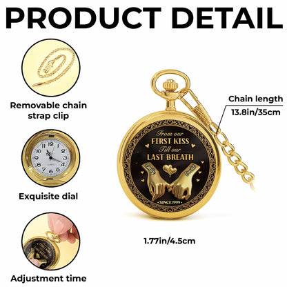 From Our First Kiss Pinky Promise Hands And Hearts - Personalized Custom Pocket Watch - CPL1466_GWATCH