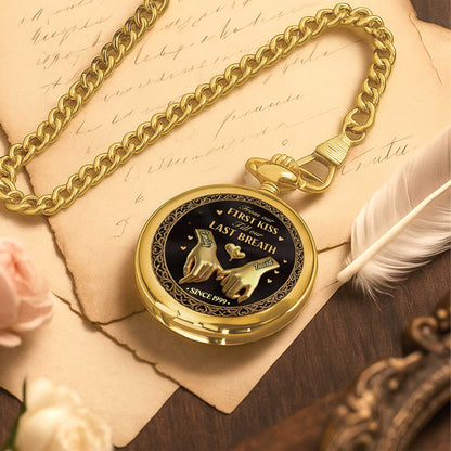 From Our First Kiss Pinky Promise Hands And Hearts - Personalized Custom Pocket Watch - CPL1466_GWATCH