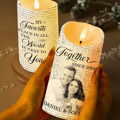 My Favorite Place Is Next To You Heart Symbols LED Candle - Personalized Custom LED Candle - CPL153_LECA