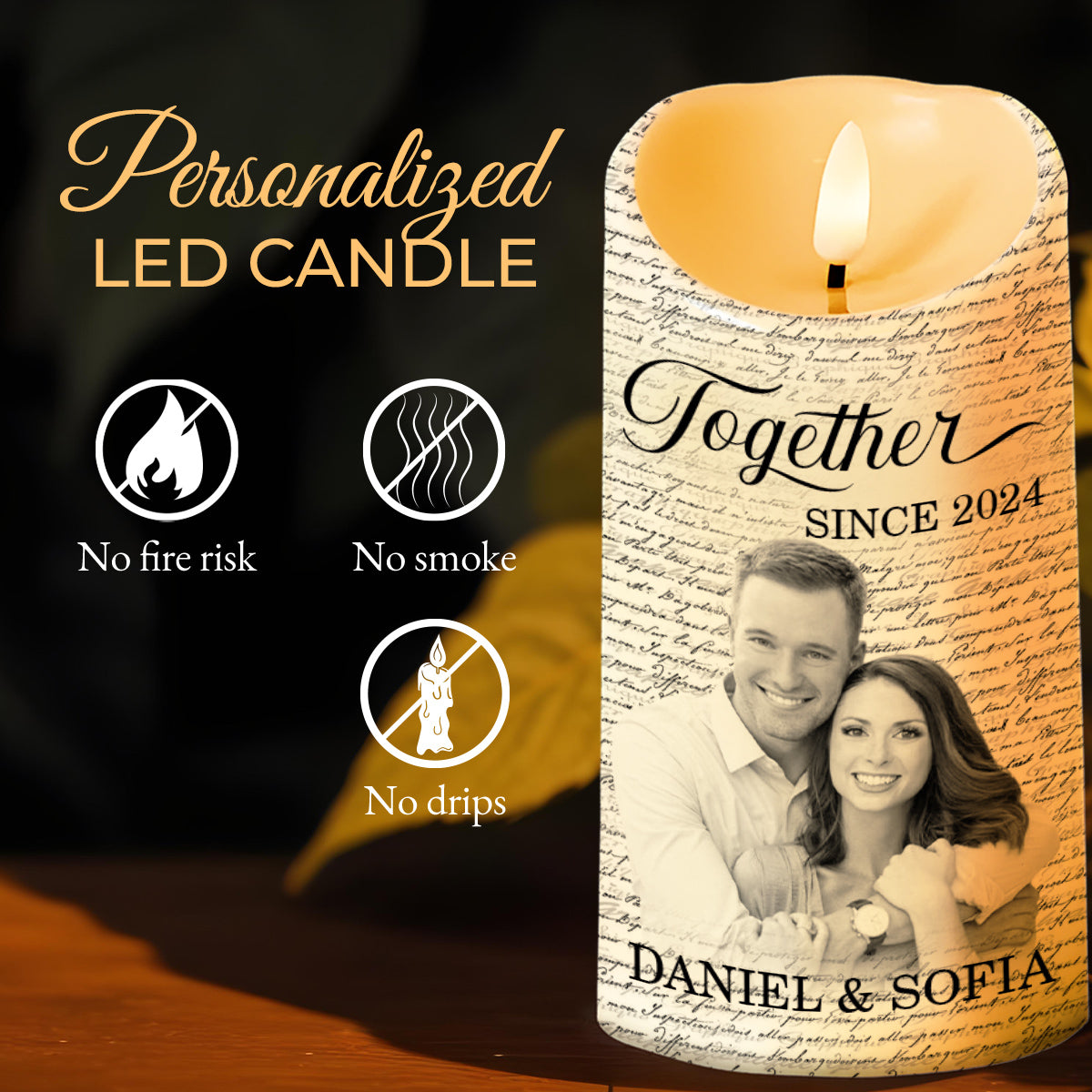 My Favorite Place Is Next To You Heart Symbols LED Candle - Personalized Custom LED Candle - CPL153_LECA