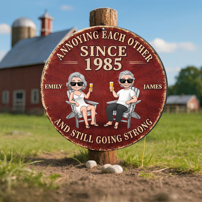 Annoying Each Other And Still Going Strong Couple Art Metal Sign - Personalized Custom Shaped Metal Sign - CPL1544_CUMES
