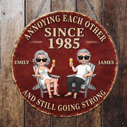 Annoying Each Other And Still Going Strong Couple Art Metal Sign - Personalized Custom Shaped Metal Sign - CPL1544_CUMES