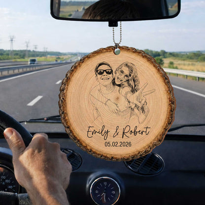 Capture Our Favorite Moments Together Photo Upload Custom Couple Wood Slice - Personalized Custom Wood Ornament, Car Hanging Ornament - CPL1606_WCA
