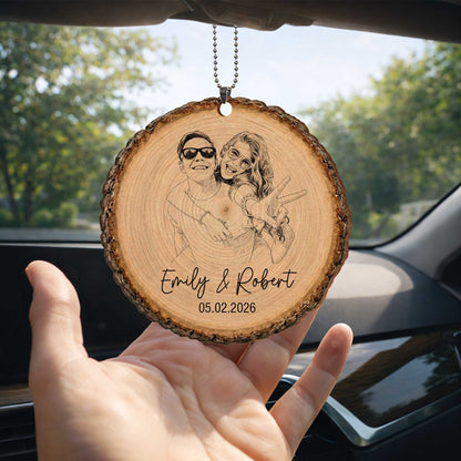 Capture Our Favorite Moments Together Photo Upload Custom Couple Wood Slice - Personalized Custom Wood Ornament, Car Hanging Ornament - CPL1606_WCA