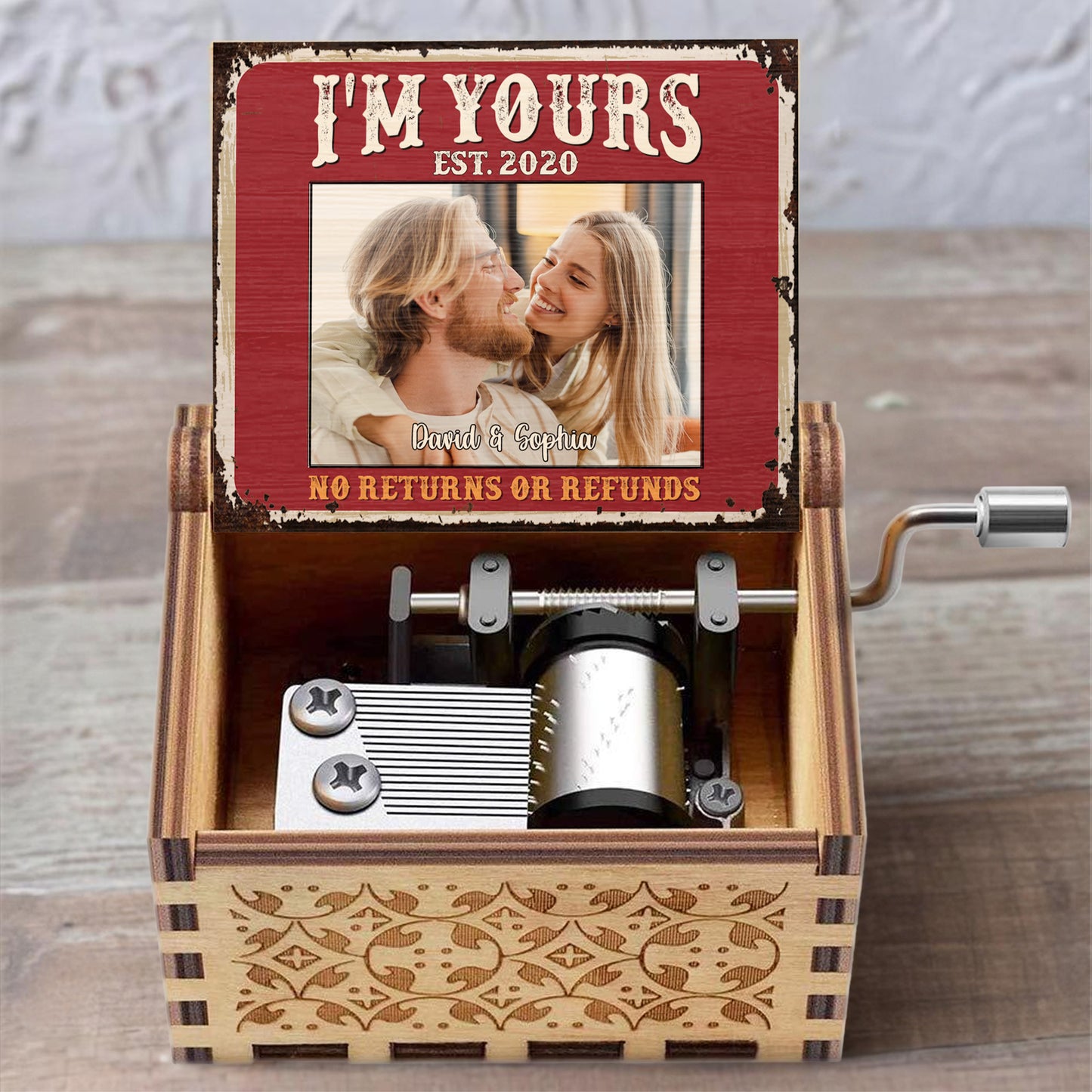 I'm Yours No Returns Or Refunds Distressed Wood Photo Frame