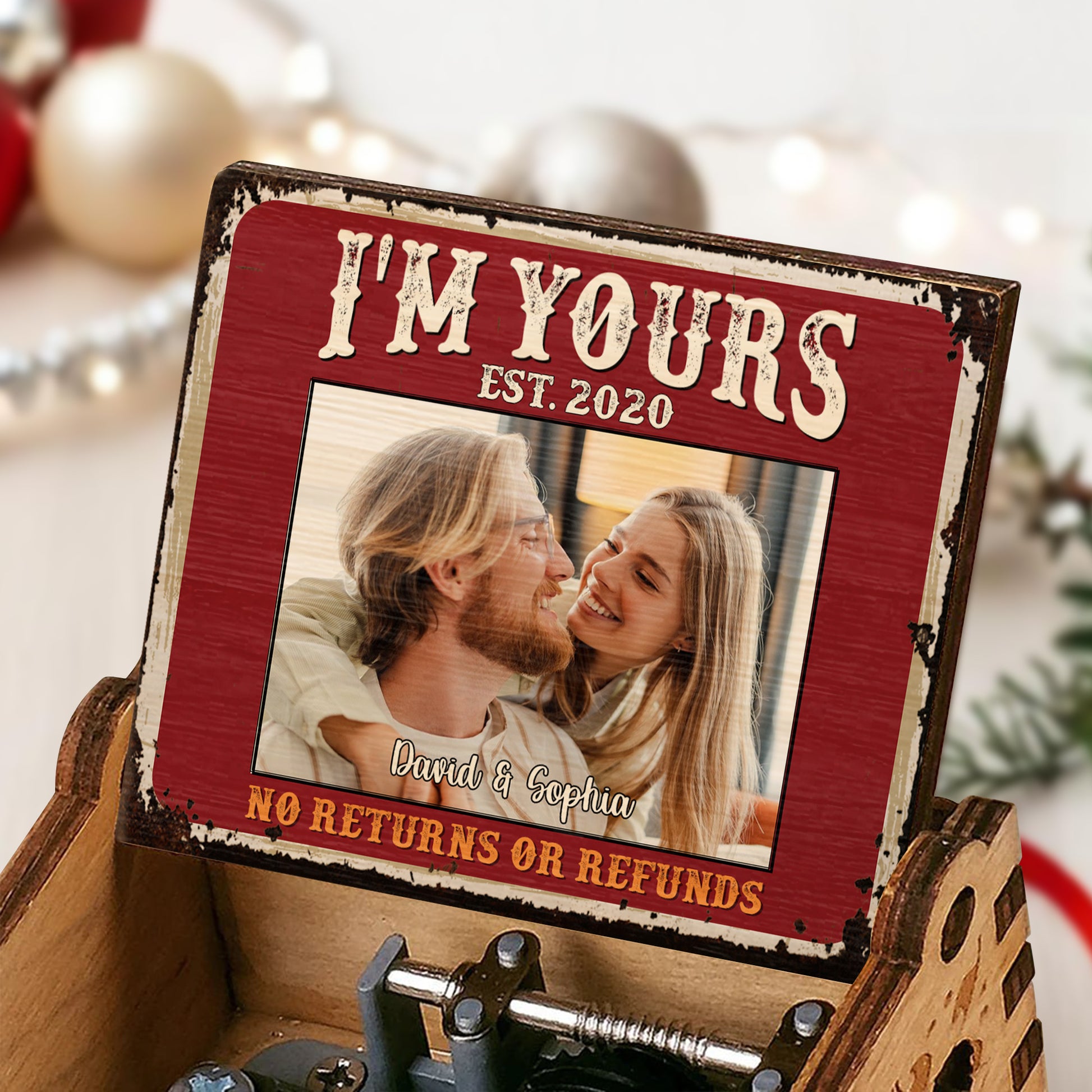 I'm Yours No Returns Or Refunds Distressed Wood Photo Frame