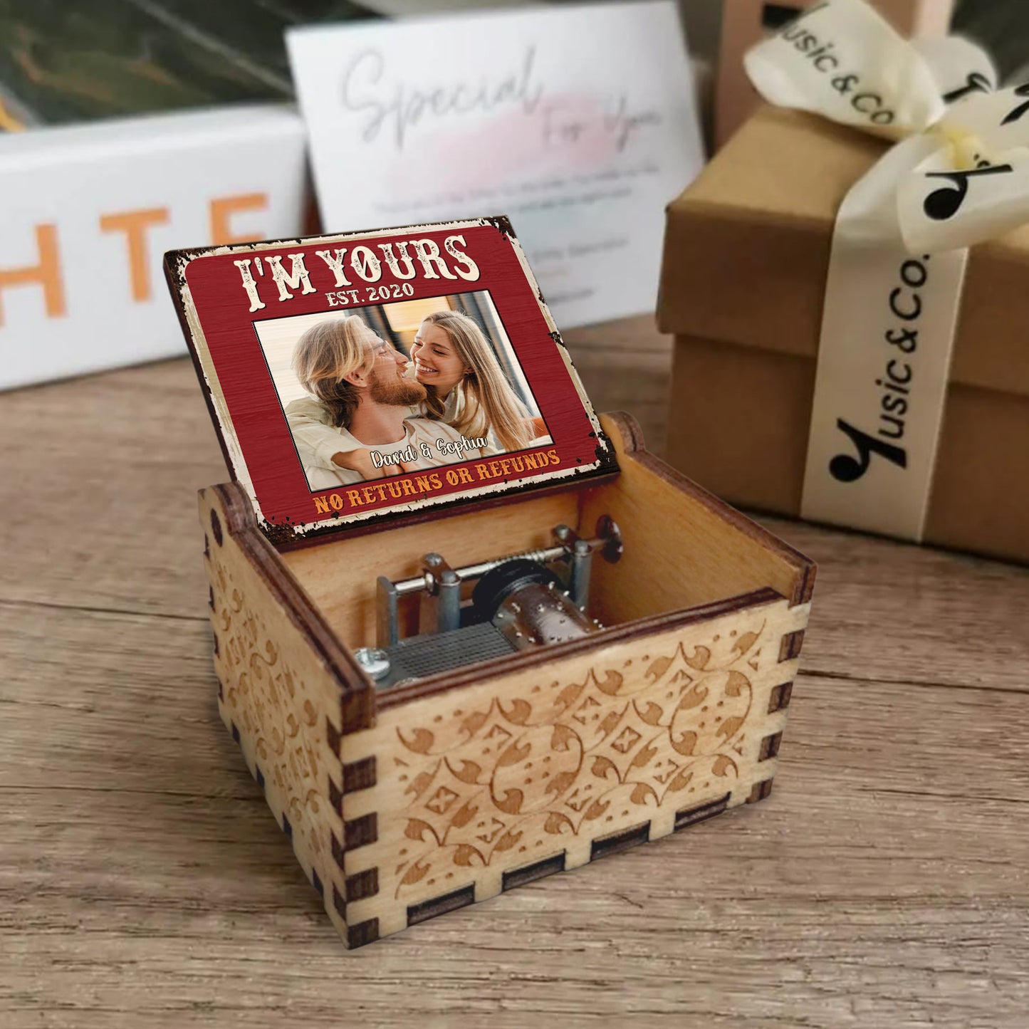 I'm Yours No Returns Or Refunds Distressed Wood Photo Frame